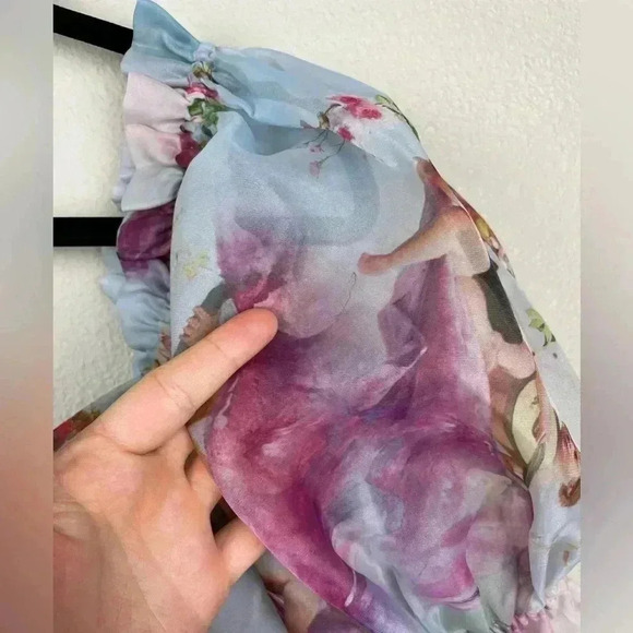 SELKIE The Cupid's Serenade Parliament Dress Women's Medium NWT Puff Sleeve Blue - Picture 10 of 16